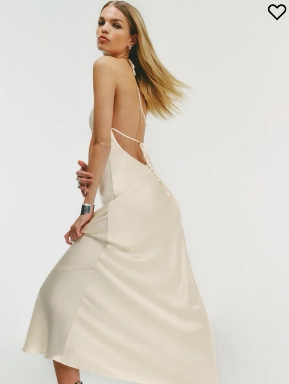 Reformation Jeany 100% Silk Satin Halter Slip Maxi Dress Ivory size 0 NWT - Picture 6 of 15